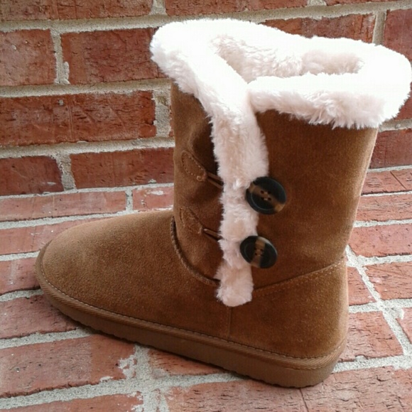 Serra by Aldi Shoes Serra By Aldi Camel Tan Suede Faux Fur Lined